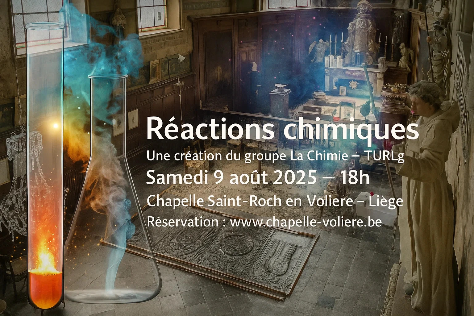 Réactions chimiques à la chapelle Saint-Roch en Volière à Liège