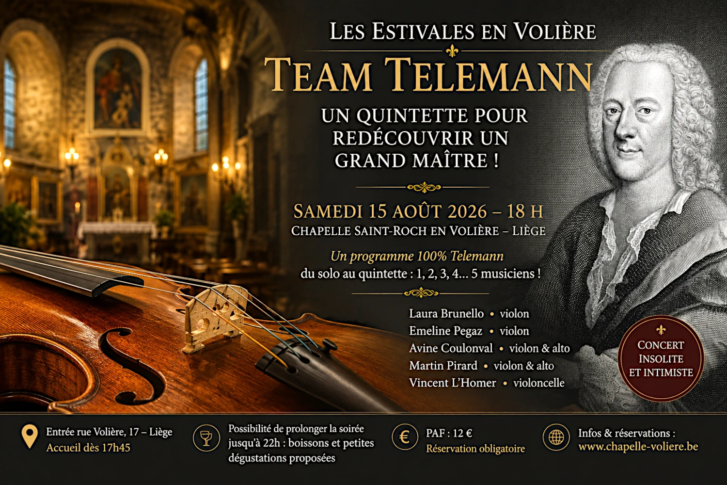Concert Telemann – Les Estivales en Volière à Liège